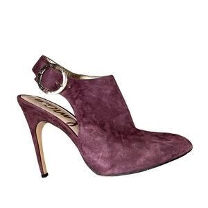 Julian Suede Bootie heels by Sam Edelman stiletto strappy purple leather SZ 9